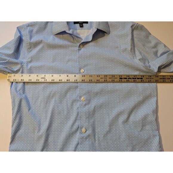 Bonobos Medium Tailored Fit Long Button Up Long Sleeve Shirt Blue White Graphic - Picture 7 of 11